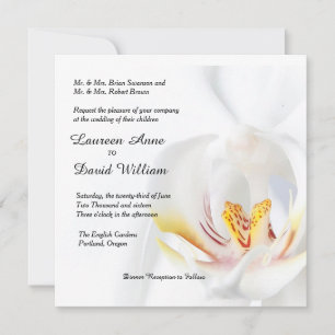 Elegant White Orchid Custom Wedding Invitation Kaart