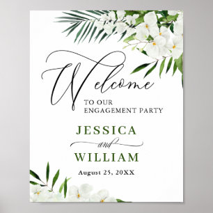 Elegant White Orchid ENGAGTY Welkomstteken Poster