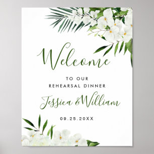 Elegant White Orchid REHEARSAL DINNER Welkomstteke Poster