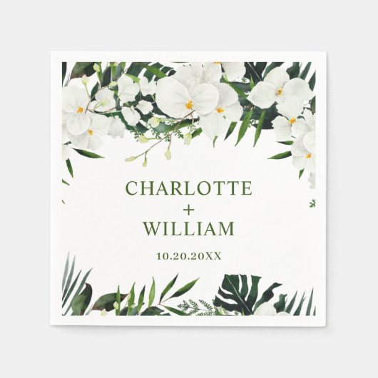 Elegant White Orchids Bohemian Floral Wedding Servet (Voorkant)