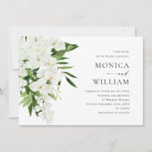Elegant White Orchids Bohemian Greenery Wedding Kaart (Voorkant)
