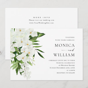 Elegant White Orchids Bohemian Greenery Wedding Kaart