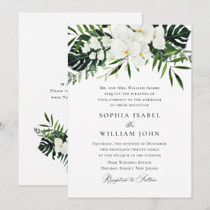 Elegant White Orchids Bohemian Greenery Wedding Kaart