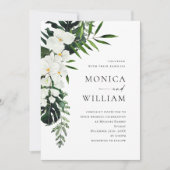 Elegant White Orchids Bohemian Greenery Wedding Kaart (Voorkant)
