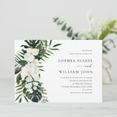Elegant White Orchids Bohemian Greenery Wedding Kaart (Staand voorkant)