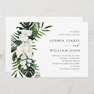 Elegant White Orchids Bohemian Greenery Wedding Kaart