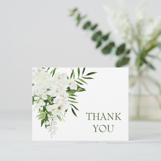 Elegant White Orchids Bohemian Weddenschap Bedankt Briefkaart (Staand voorkant)