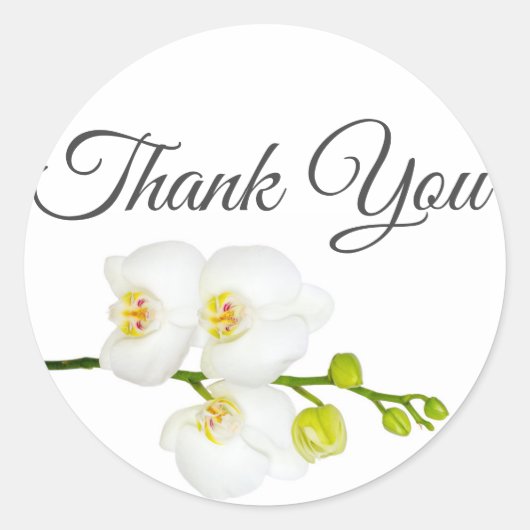 Elegant White Orchids Couple's Initialen & Date Ronde Sticker (Voorkant)