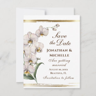 Elegant White Orchids Gold Lijst Christelijk Save The Date