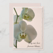 Elegant White Orchids over roze bruiloft Kaart (Voorkant / Achterkant)