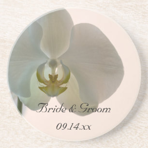 Elegant White Orchids Wedding Zandsteen Onderzetter