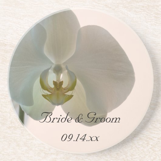 Elegant White Orchids Wedding Zandsteen Onderzetter (Voorkant)