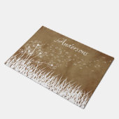 Elegant  White Outline Dandelions in Wind Deurmat (Schuin)