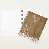 Elegant  White Outline Dandelions in Wind Planner (Display)