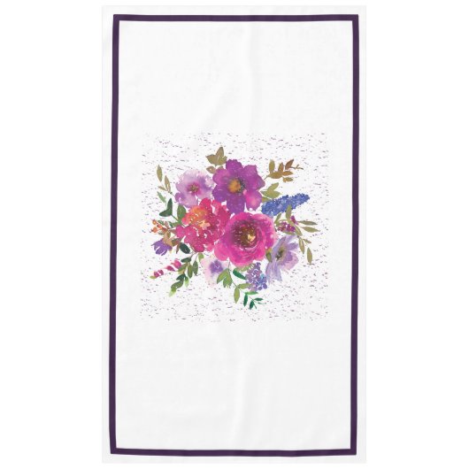Elegant White Paars Flower Wedding Tablecloth Tafelkleed (Voorkant)