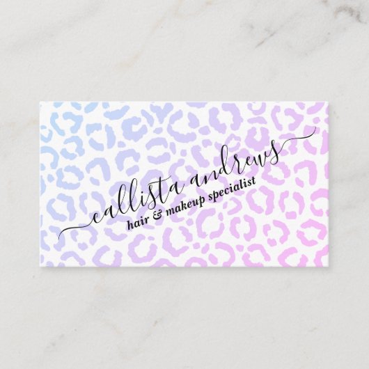 Elegant White Paars Leopard Cheetah Animal Print Visitekaartje (Voorkant)