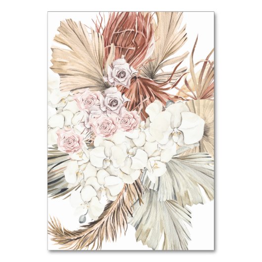 Elegant White Pampas Grass Tropical Oerwoud Floral Kaart (Achterkant)
