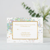 ELEGANT WHITE PASTEL HOLOGRAPHIC CUSTOM RSVP (Staand voorkant)