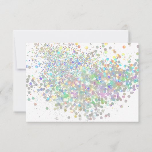 ELEGANT WHITE PASTEL HOLOGRAPHIC CUSTOM RSVP (Achterkant)
