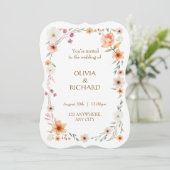 Elegant White & Peach  Floral Wedding invitations (Debout devant)