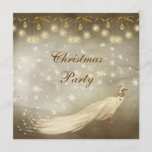 Elegant White Peacock Classy Kerstparty Kaart