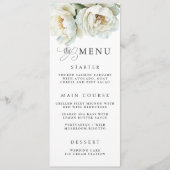 Elegant White Peony Floral Wedding Menu (Devant)