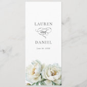 Elegant White Peony Floral Wedding Menu (Dos)