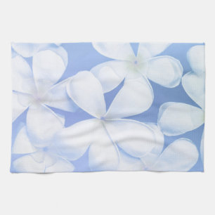 Elegant White Periwinkle Floral   Keukenhanddoek