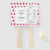 Elegant White & Pink Strawberry Wedding Handwaaier (Voorkant en achterkant)