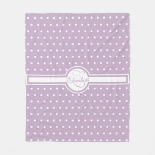 Elegant White Polka Dots op Paarse monogram Fleece Deken