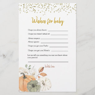Elegant White Pumpkin Baby shower wenst Baby