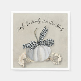 Elegant White Pumpkin Herfst Thanksgiving Family Servet
