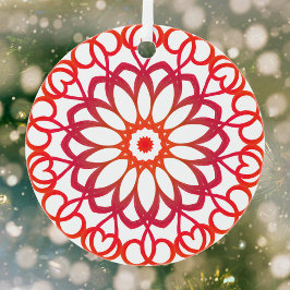 Elegant White & Red  Cute Decorative Mandala Metalen Ornament