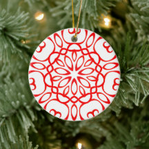 Elegant White & Red Decorative Mandala Cute Xmas