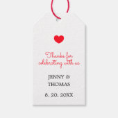 Elegant White Red Heart Weddenschap Bedankt Cadeaulabel (Voorkant)