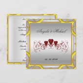 Elegant White Red Hearts Wedding Invitation Kaart (Voorkant / Achterkant)