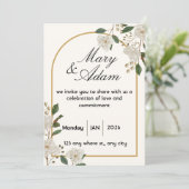 Elegant White Rose Arch Wedding Invitation (Debout devant)
