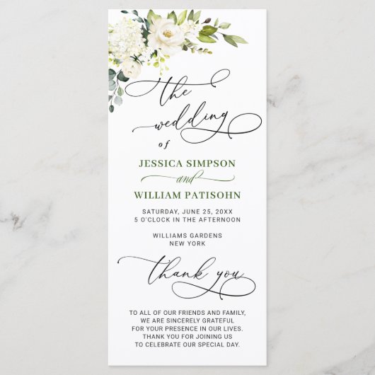 Elegant White Rose Eucalyptus Wedding Ceremony Pro Programma (Voorkant)
