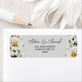 Elegant White Rose Florals Adres Label (Insitu)