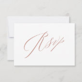 Elegant White Rose Gold Calligraphy Weddenschap RSVP Kaartje (Achterkant)