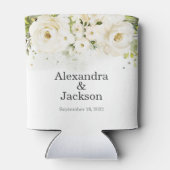 Elegant White Rose & Gold Modern Wedding Blikjeskoeler (Achterkant)