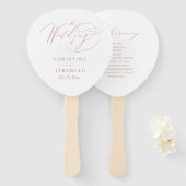 Elegant White Rose Gold Script Weddenprogramma Handwaaier (Voorkant en achterkant)