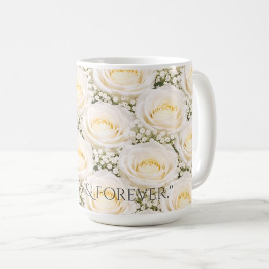 Elegant White Rose Personalized Name Mug (Devant droit)