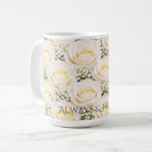 Elegant White Rose Personalized Name Mug (Devant gauche)