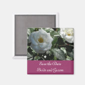 Elegant White Rose Save the Date Magneet (Voorkant / Achterkant)