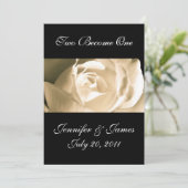 Elegant White Rose Wedding Invitation Kaart (Staand voorkant)