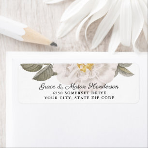 Elegant  White Rose Wedding Return Address Etiket