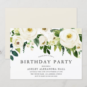 Elegant White Roses alle jaren van de verjaardag Kaart