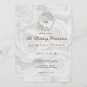 Elegant White ROses Background Wedding Kaart (Voorkant / Achterkant)