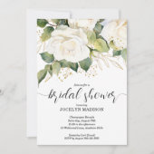 Elegant White Roses Bridal Shower Invitation (Devant)
